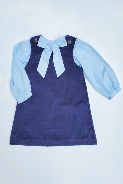 Bow-Neck Blouse in Light Blue