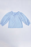 Bow-Neck Blouse in Light Blue