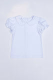 White Picot Trim Knit Blouse