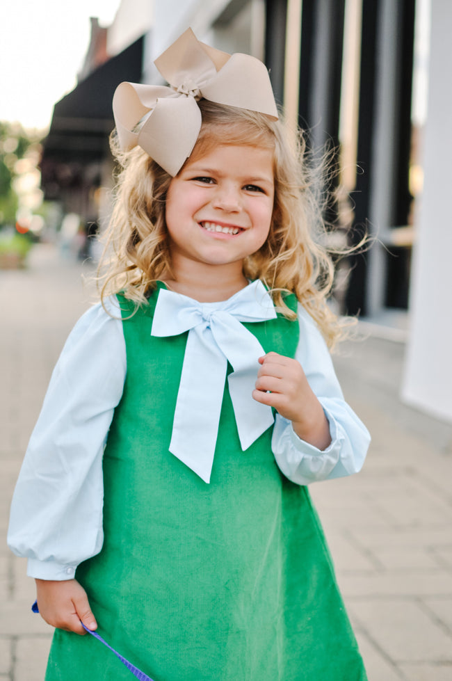 Bow-Neck Blouse in Light Blue