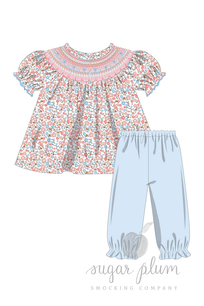 Mauve Floral Pants Set